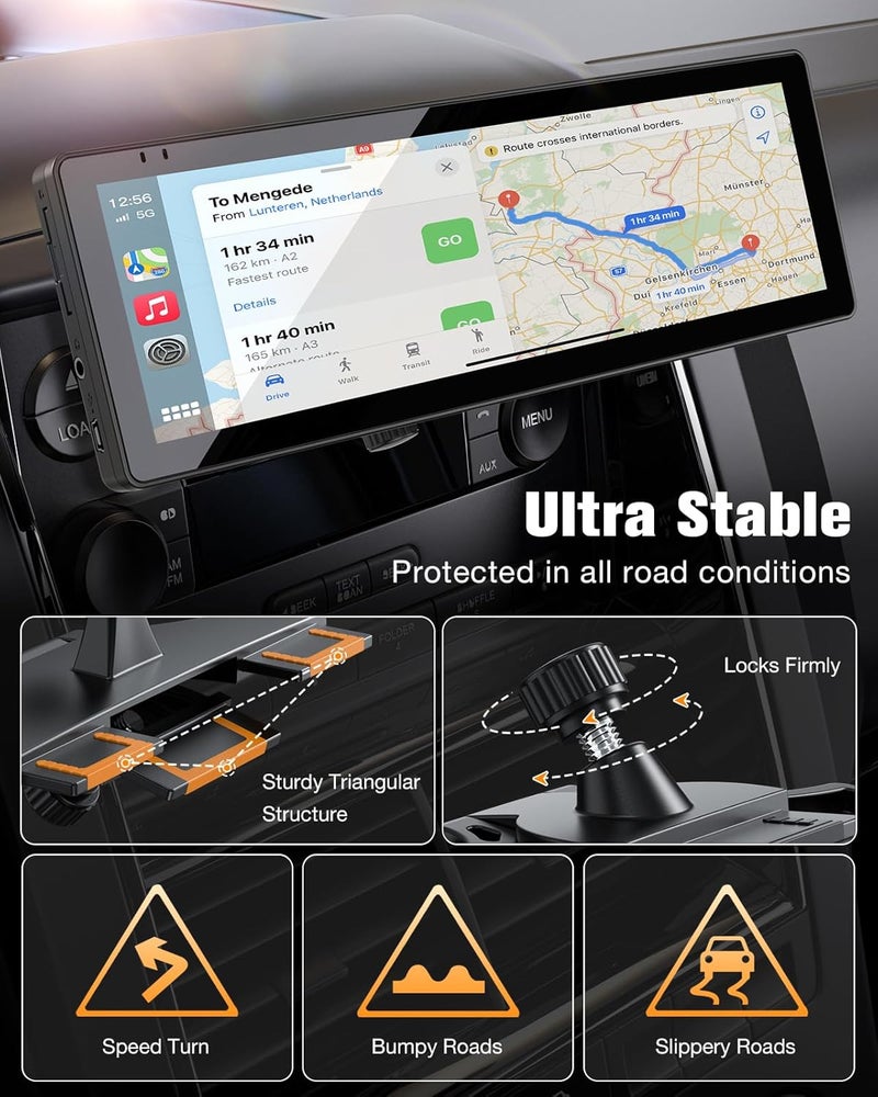iGoevo CD Slot Mount for CarPlay Screen 360° Rotation Tool-Free Installation Sturdy and Secure Compatible with in-Car Monitors CD Slot CarPlay Mount - Image 2